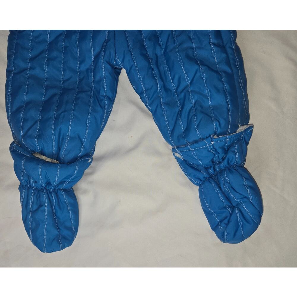 Vintage Quilted Bunting 24M Snowsuit Removable Booties Mittens Zipper Repair - Picture 9 of 16